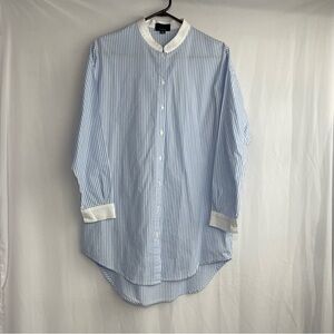 Lumiere Blue White Oversized Blouse Women Medium 100% Cotton and Cotton Blend